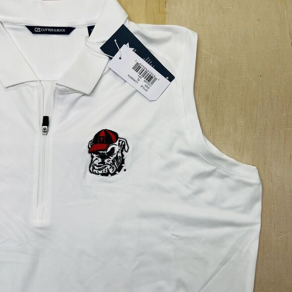NEW XL Georgia Bulldogs Womens Cutter Buck Forge Stretch Sleeveless Polo - Picture 2 of 10